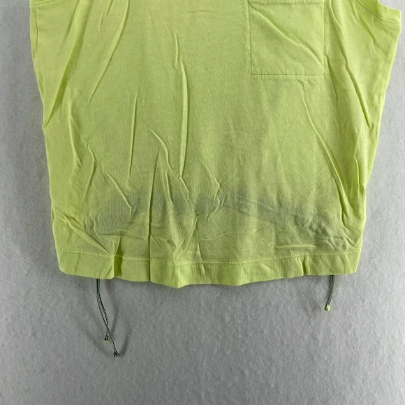 Athleta Tank Top Women's S Neon Green Round Neck Cropped Drawstring Waist Gym - Picture 6 of 11